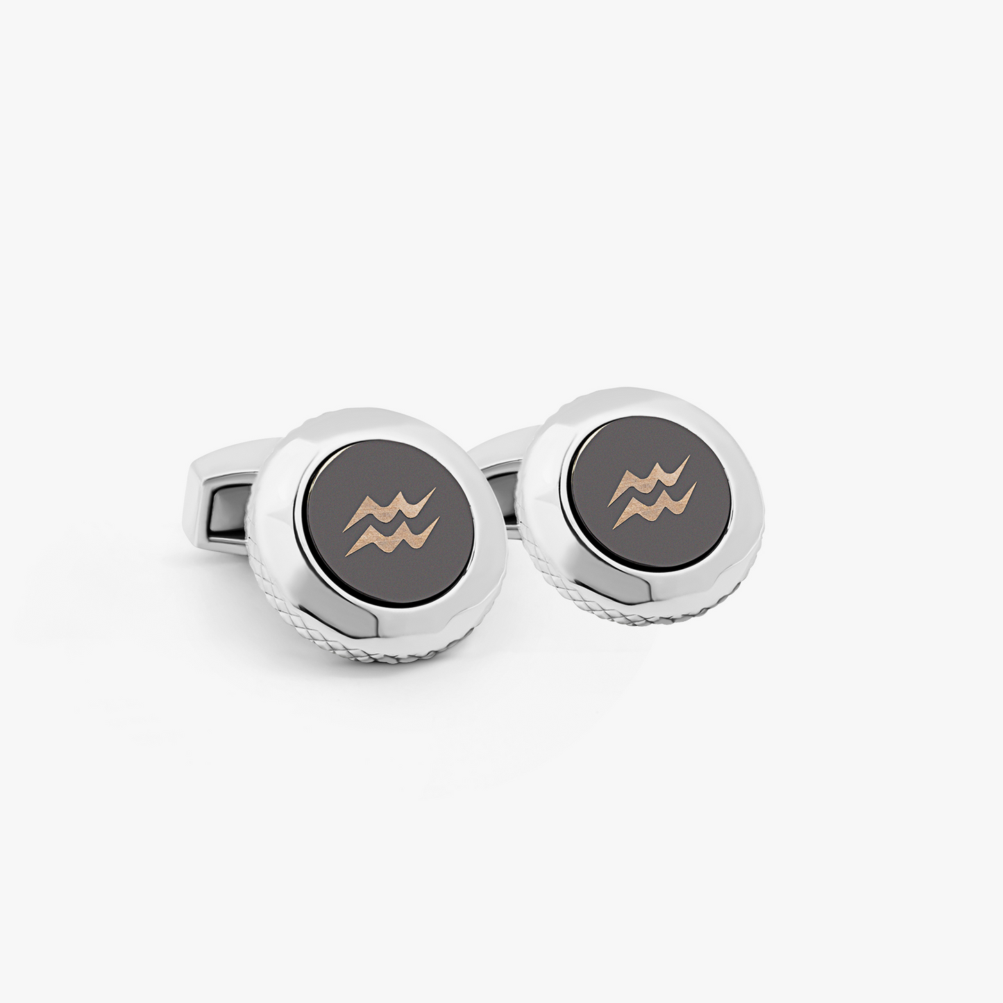 Aquarius cufflinks with rhodium finish