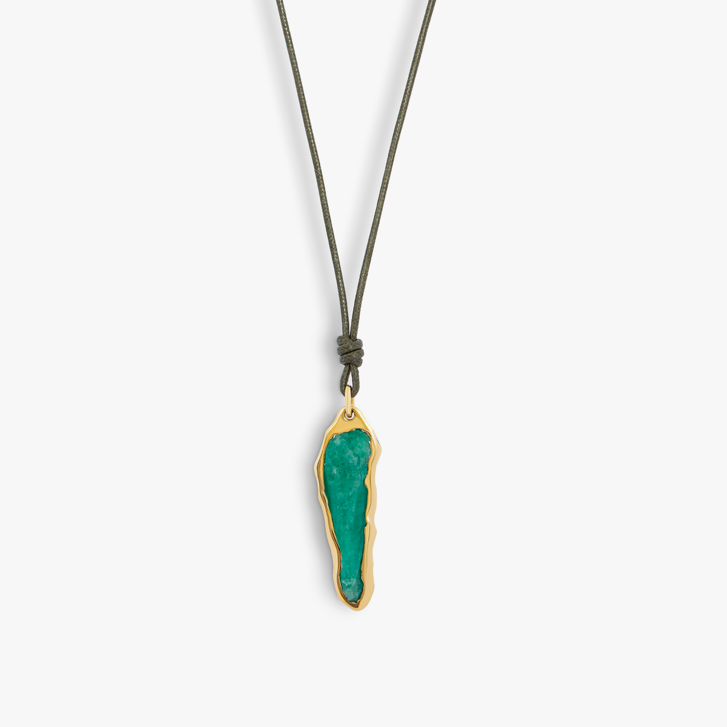 Rough Emerald (35.40ct) pendant in 18k yellow gold