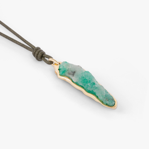 Rough Emerald (35.40ct) pendant in 18k yellow gold