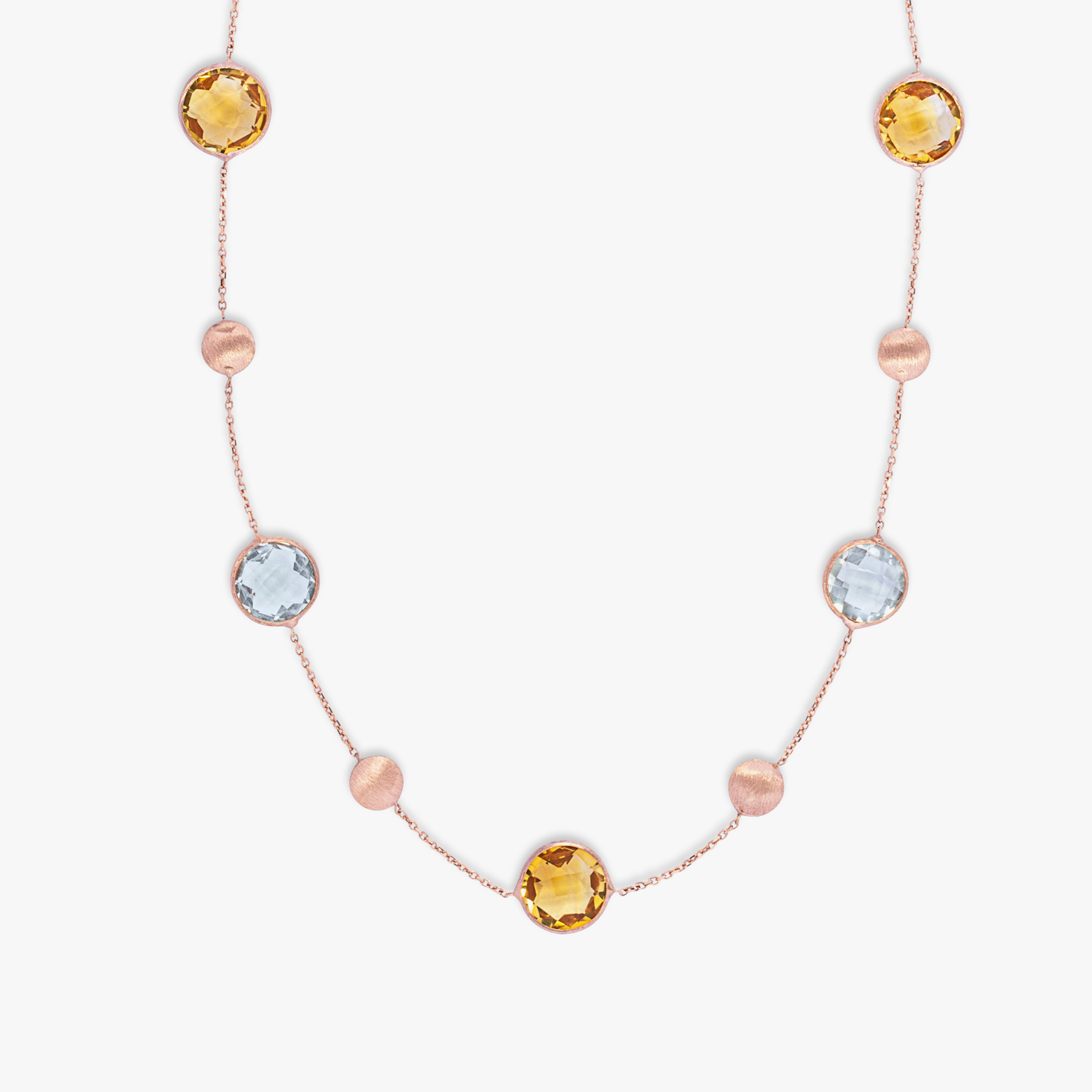 Pink Quartz Gemstone Necklace with a Gold Chain - Tales In Gold