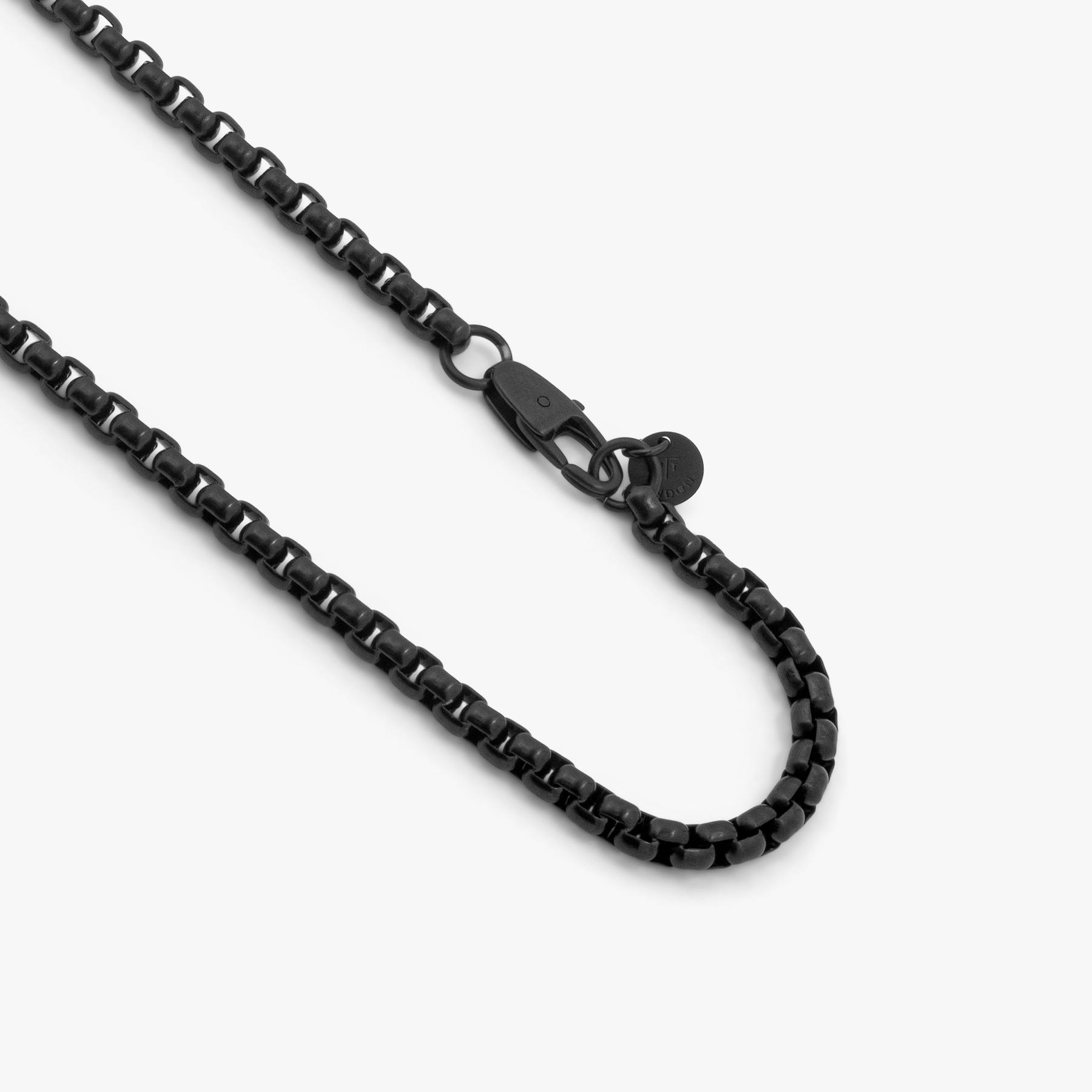 Black Stainless Steel Box Chain Necklace Bar Chain Military Tag