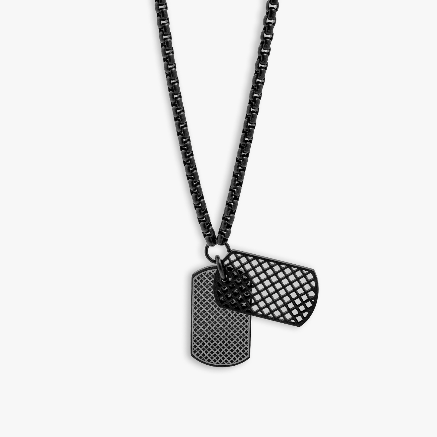 RT Elements Dog Tag Necklace In Black IP Plated Stainless Steel