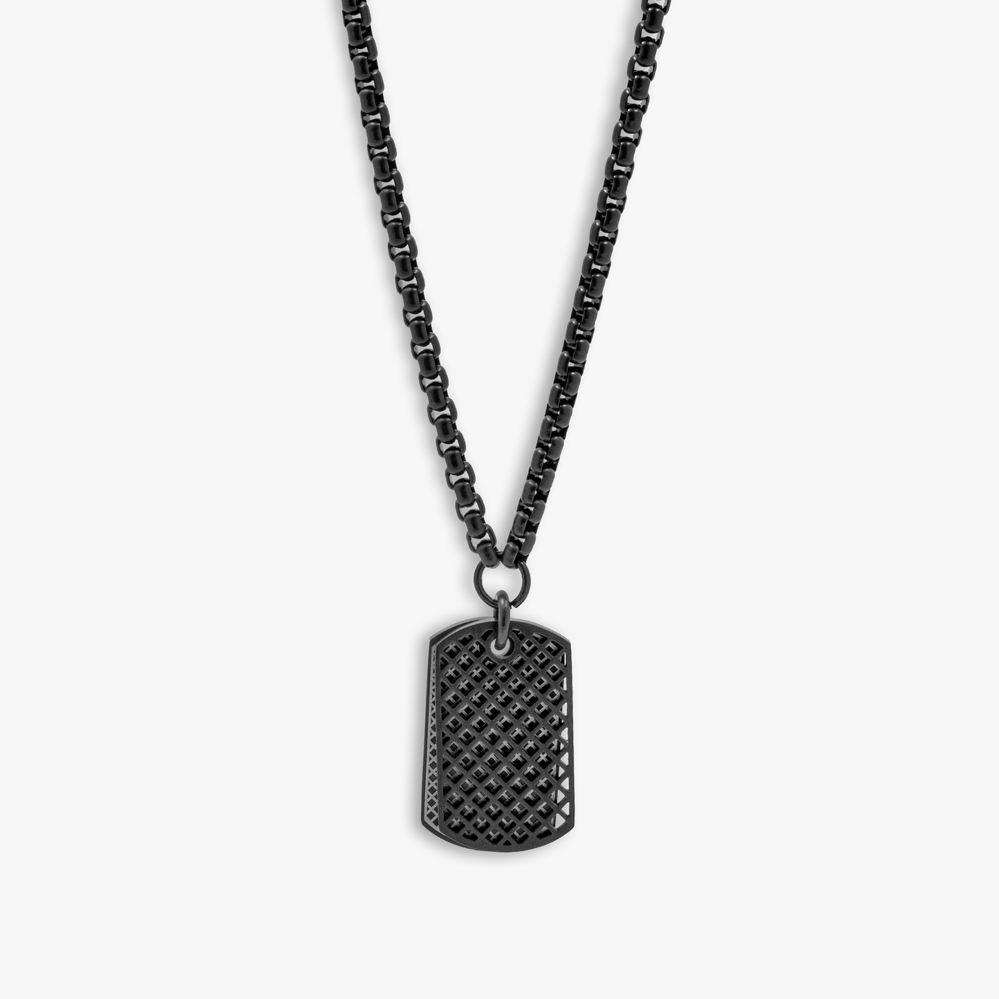 RT Elements Dog Tag Necklace In Black IP Plated Stainless Steel