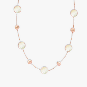 Kensington Double Stone Necklace in 14K Satin Rose Gold with White MOP