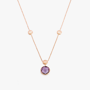 14K satin rose gold Kensington single stone necklace with amethyst