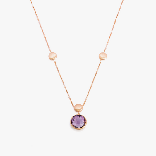 14K satin rose gold Kensington single stone necklace with amethyst