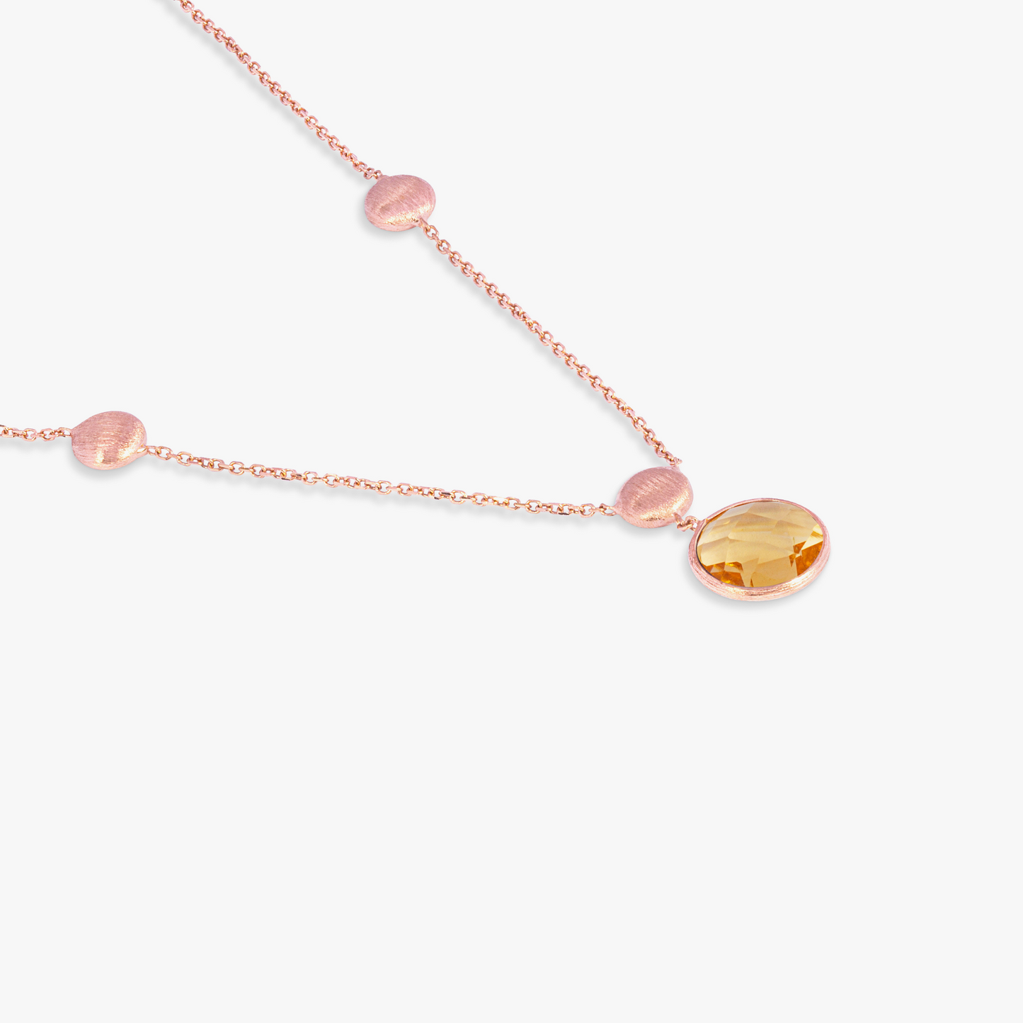 14K satin rose gold Kensington single stone necklace with citrine