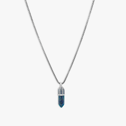 Blue Stainless Steel Dopamine Drop Necklace