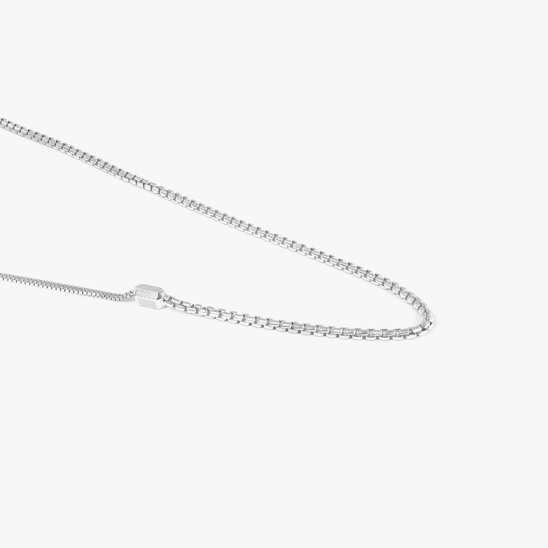Hexade Box Chain Necklace In Rhodium Plated Silver – Tateossian London