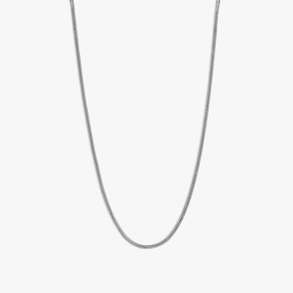 Serpente 2.4MM Snake Chain Necklace In Rhodium Plated Silver