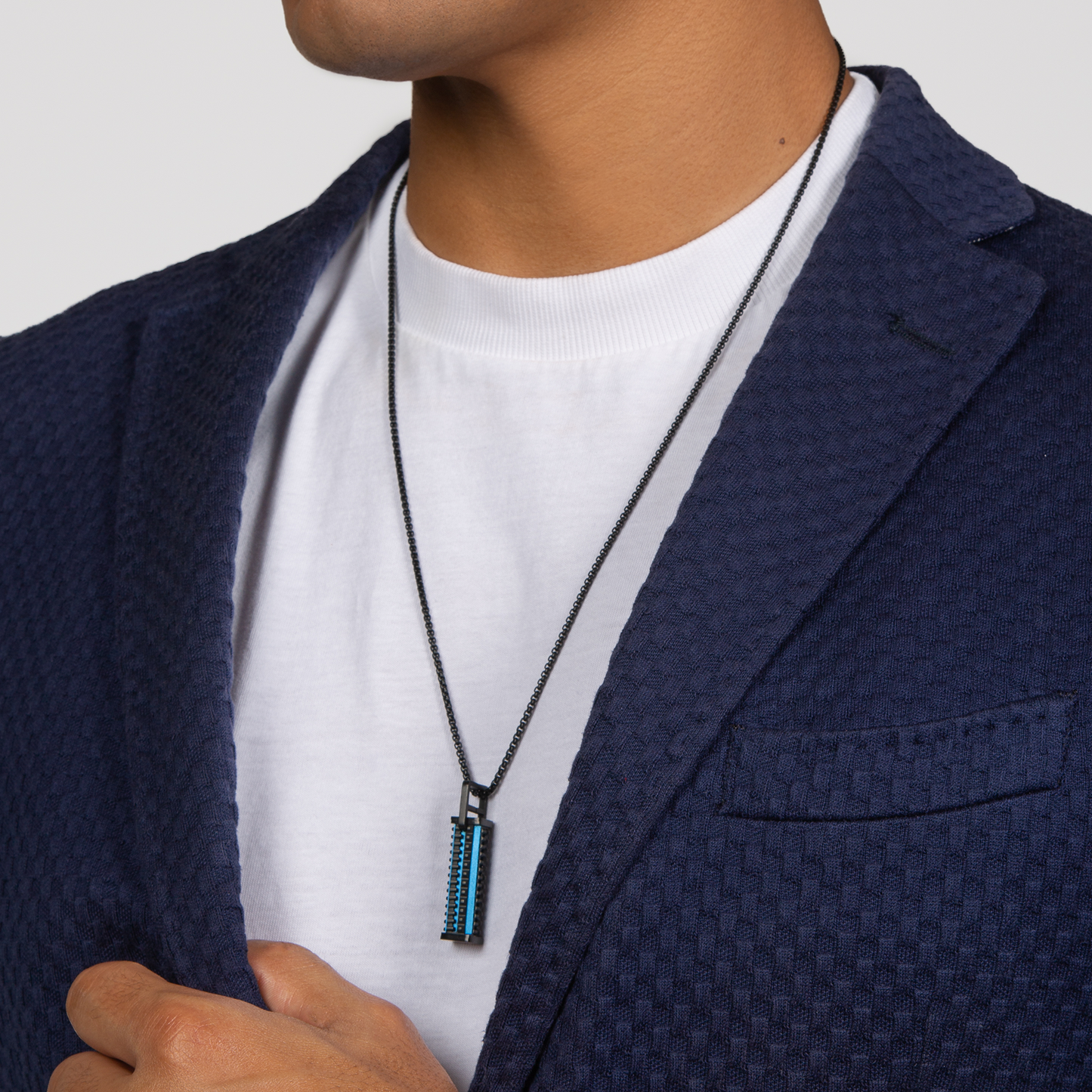 Jagged Elements Necklace With Blue & Black IP Plated Stainless Steel