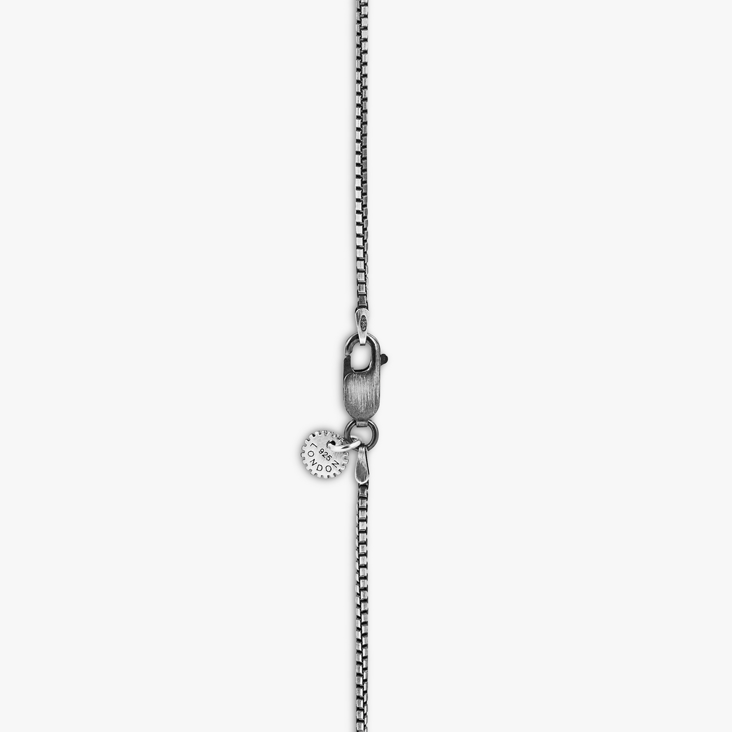 Puzzle Gear Box Chain Necklace in Rhodium Plated Silver