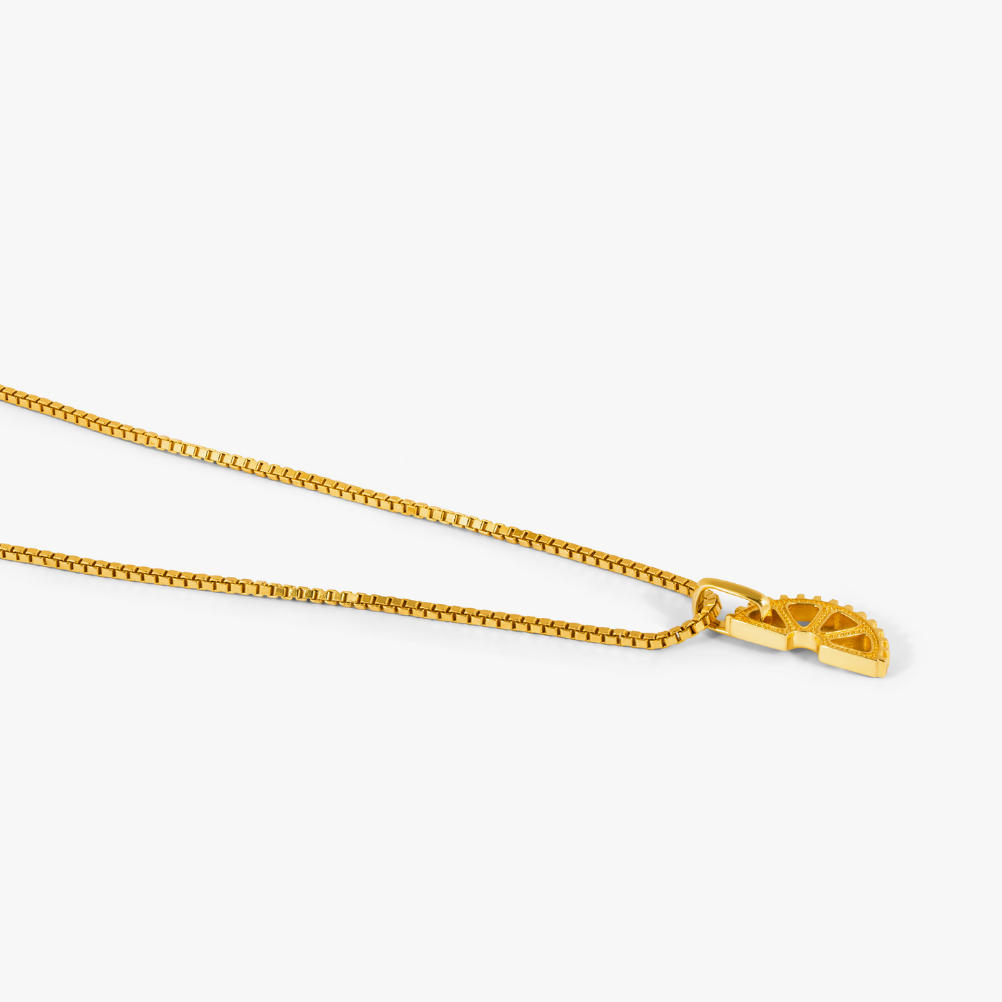 Puzzle Gear Box Chain Necklace in Yellow Gold Plated Silver