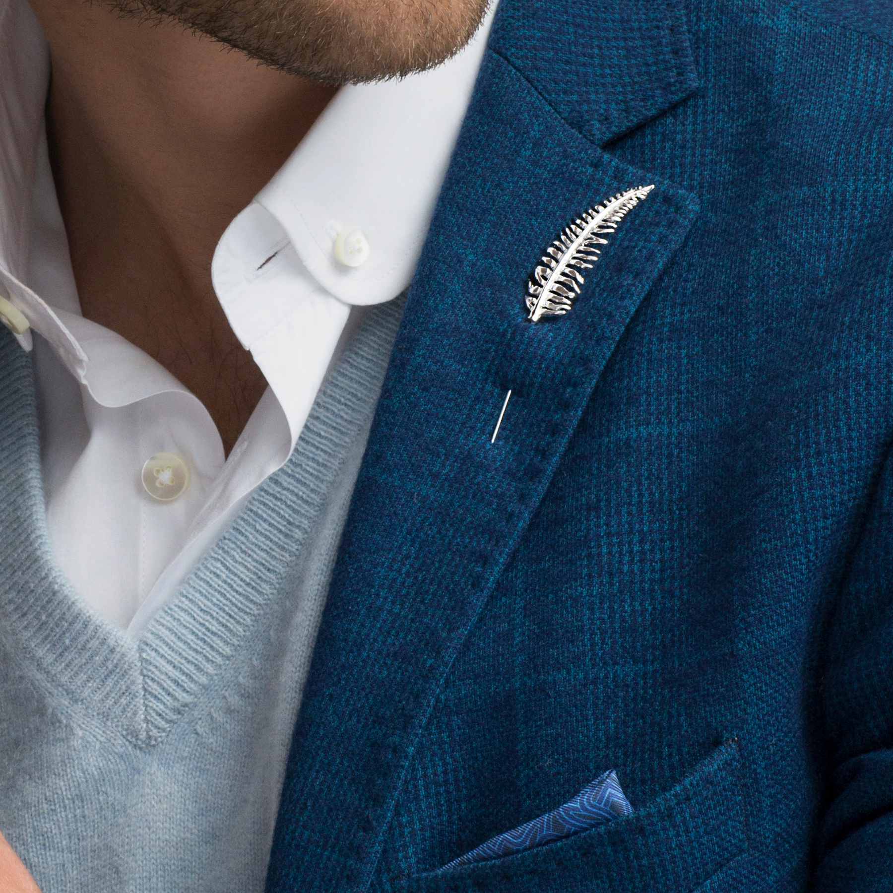 Fern Lapel Pin In Palladium Plated