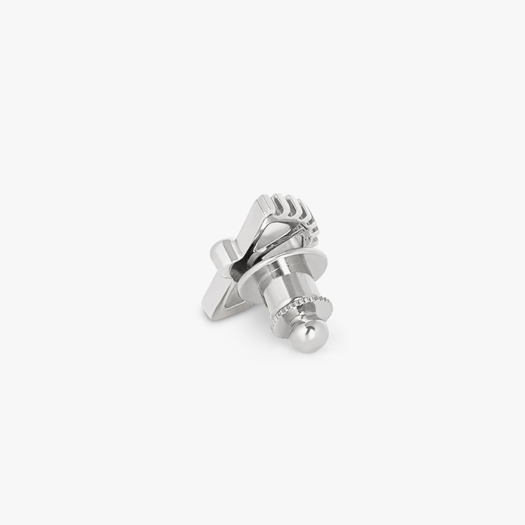 Puzzle Gear Pin in Rhodium Plated with Black Spinel