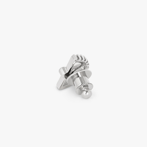 Puzzle Gear Pin in Rhodium Plated with Black Spinel