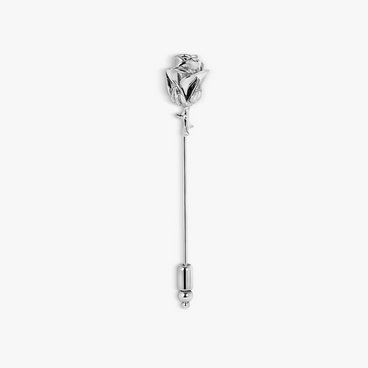 Rose Flower Pin in Palladium Plated