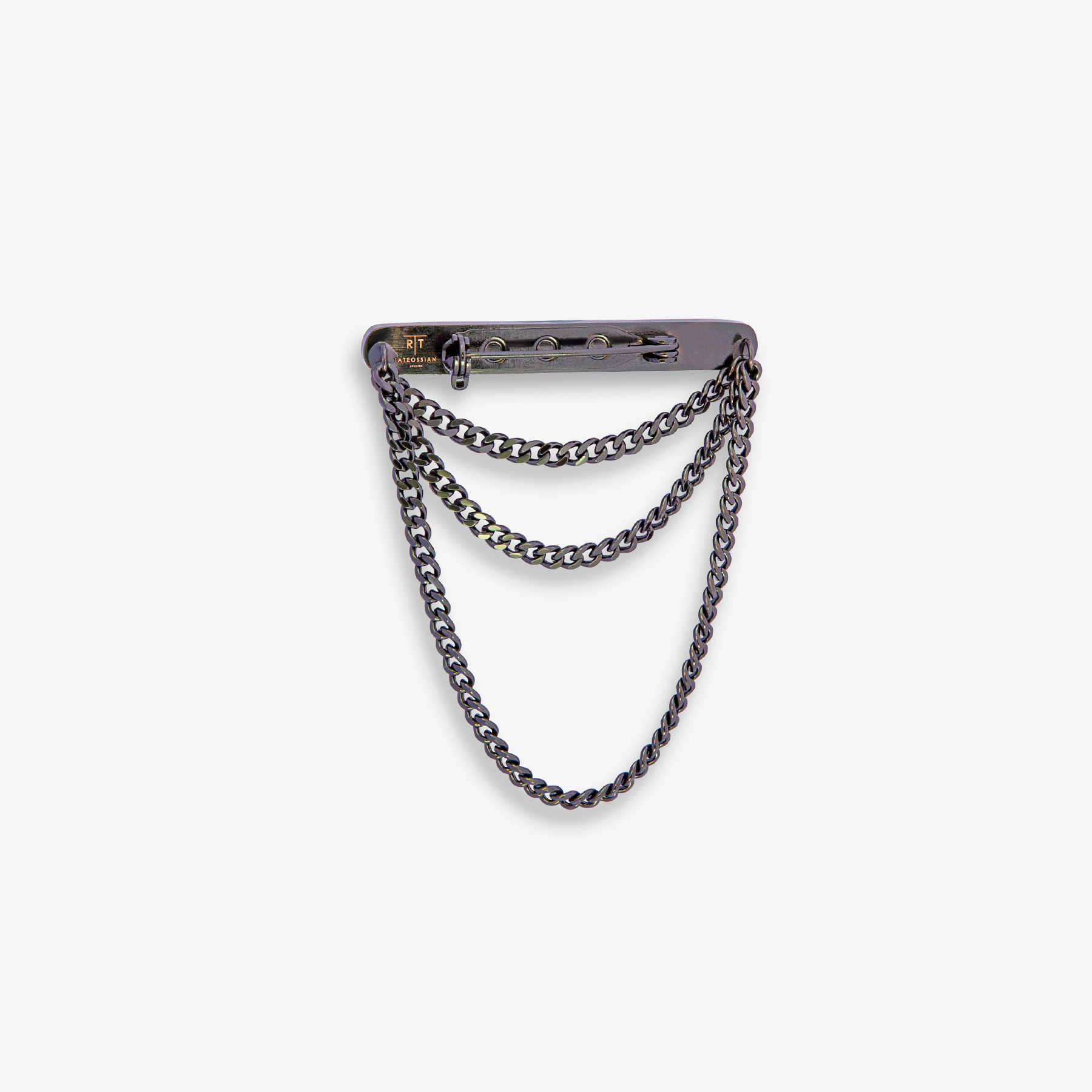 Black IP stainless steel RT Elements brooch with hematite