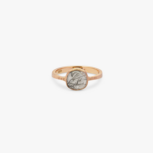 Belgravia single stone ring with 14K rose gold with black rutilated quartz (UK) 3