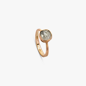 Belgravia single stone ring with 14K rose gold with black rutilated quartz (UK) 1