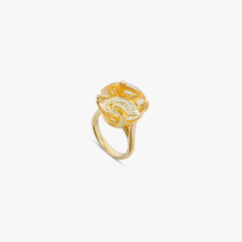 Rare single stone ring with 18K yellow gold and citrine (UK) 1