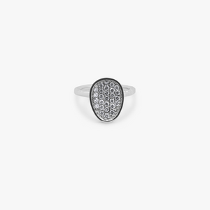 Diamond Pebble ring with micropave white diamond in white gold (UK) 3
