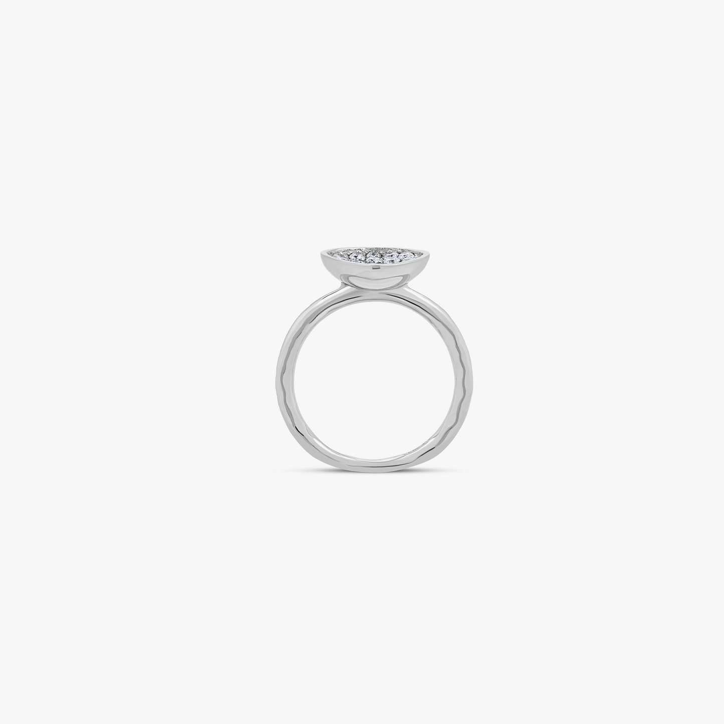 Diamond Pebble ring with micropave white diamond in white gold (UK) 2