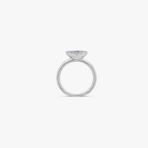 Diamond Pebble ring with micropave white diamond in white gold (UK) 2