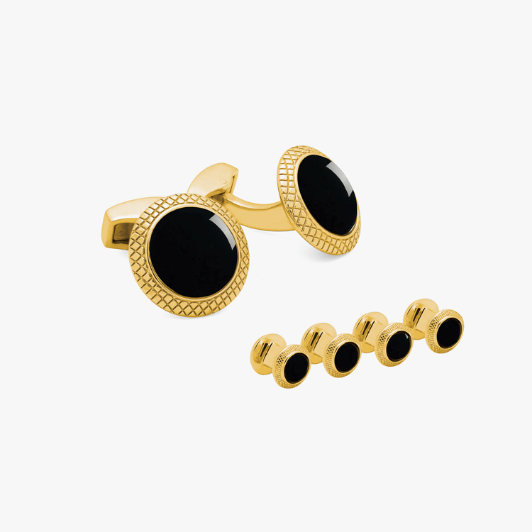 Tateossian Men's Gold-Plated Black Onyx Cufflinks