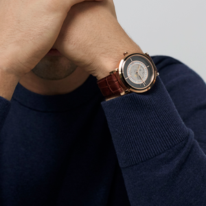 Esposto Leather Automatic Watch In Brown With Rose Gold Plated – Tateossian  London