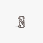 Letter N Grapheme Charm in Rhodium Plated Stainless Steel