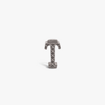 Letter T Grapheme Charm in Rhodium Plated Stainless Steel