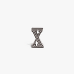 Letter X Grapheme Charm in Rhodium Plated Stainless Steel