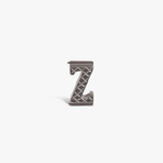 Letter Z Grapheme Charm in Rhodium Plated Stainless Steel