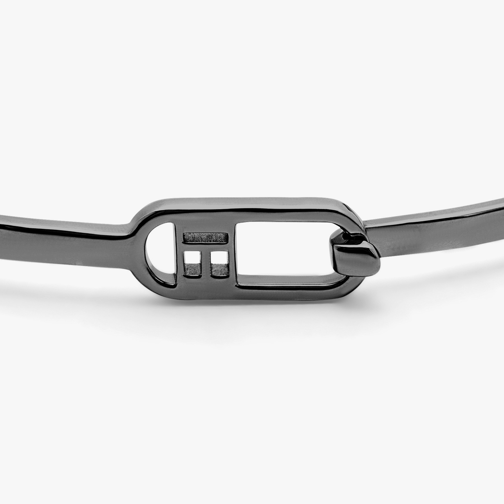 T-bangle in polished black rhodium plated sterling silver