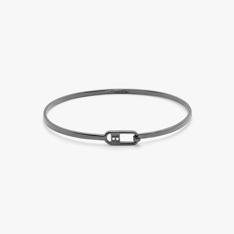 T-bangle in polished black rhodium plated sterling silver