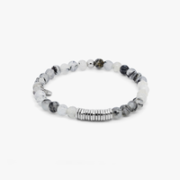 Gunmetal plated Diamond Giza bracelet with black leather – Tateossian USA