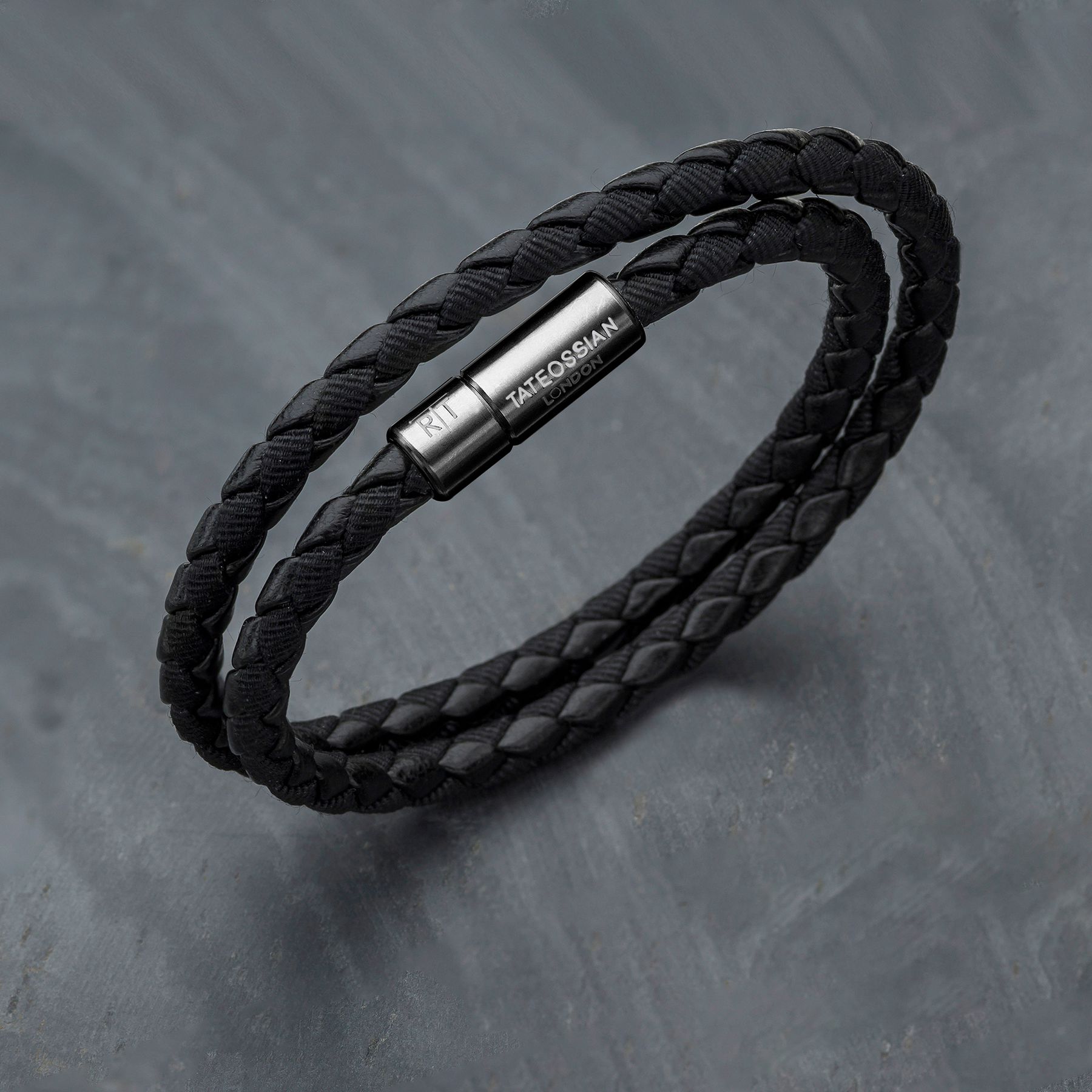 Chelsea Leather Bracelet In Black With Aluminium Clasp Chelsea Leather Bracelet In Black With Aluminium Clasp