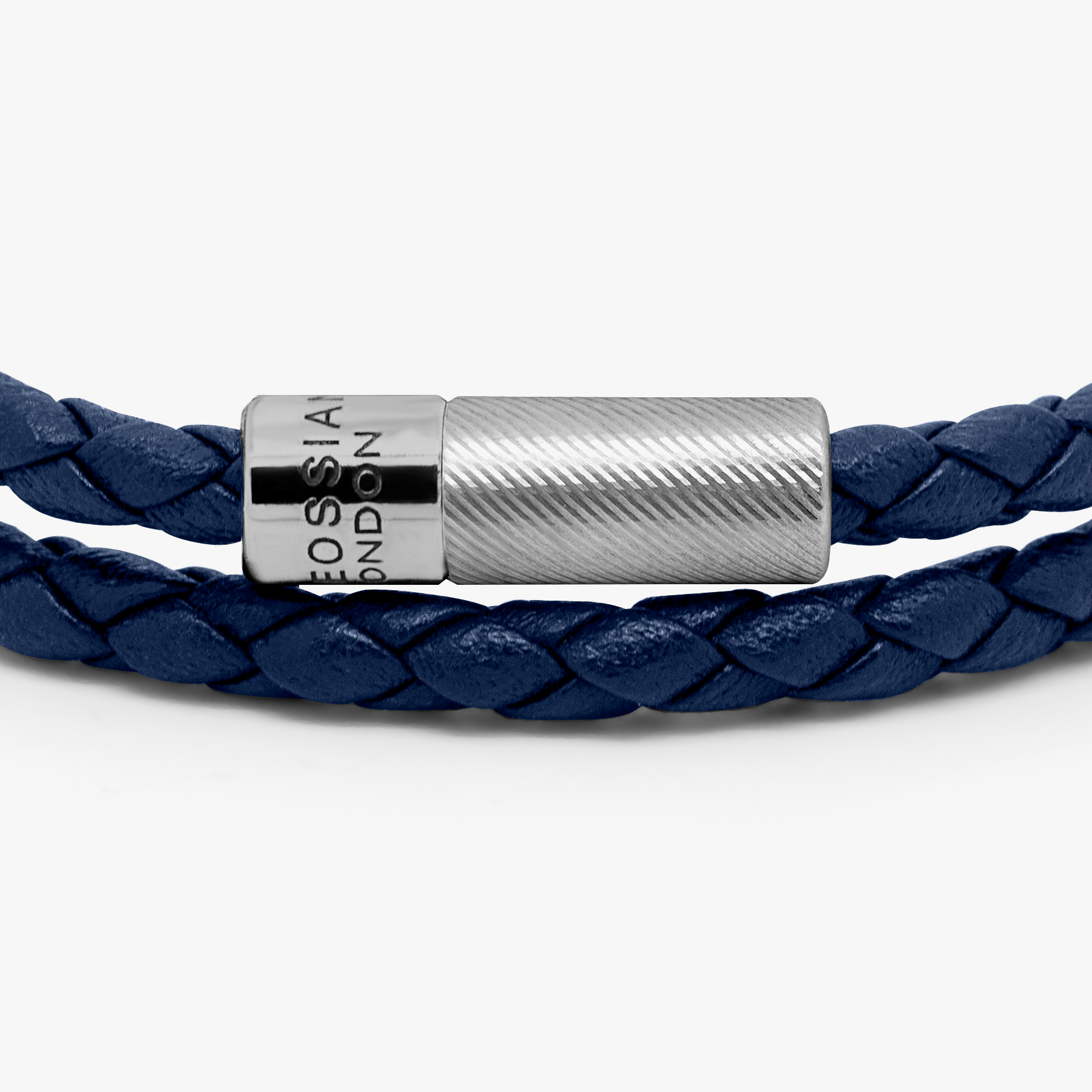 Pop Rigato Double Wrap Leather Bracelet in Navy, L