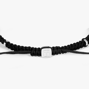 Windsor Baton Macrame Bracelet In Black With White Diamond
