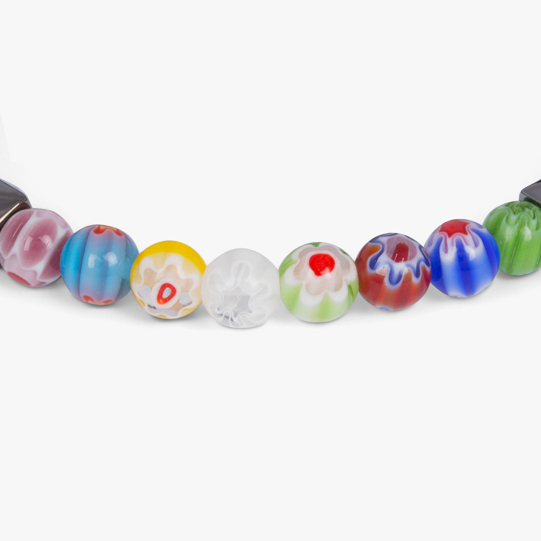 Transparent Multi Millefiori Murano Glass Bead Disc Bracelet