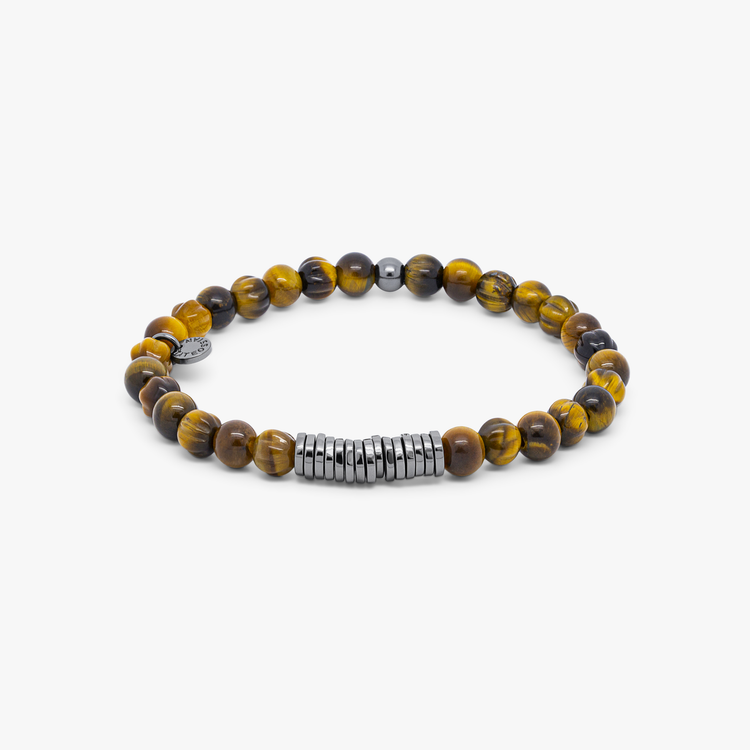 Mens Tiger Bracelet With Tigers Eye Beads