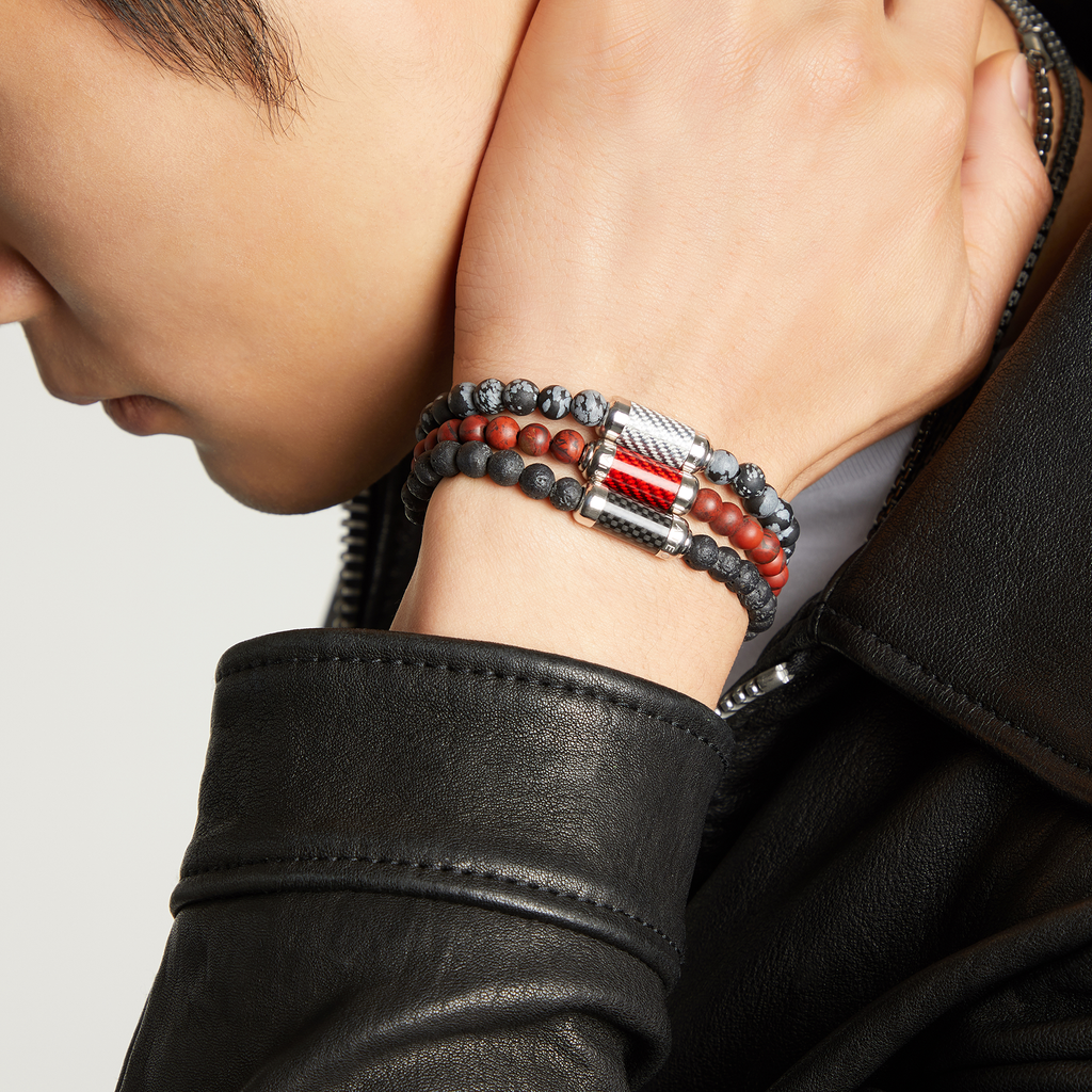 Red Sterling Silver Montecarlo Semi Precious Bracelet