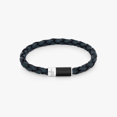 Carbon Pop bracelet with blue leather and black carbon fibre