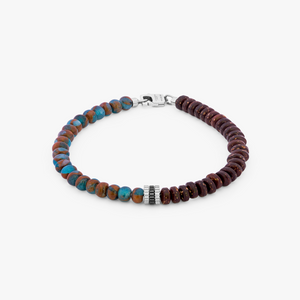 Nepal Gear Trio Beaded Bracelet With Blue Jasper & Coconut Wood 