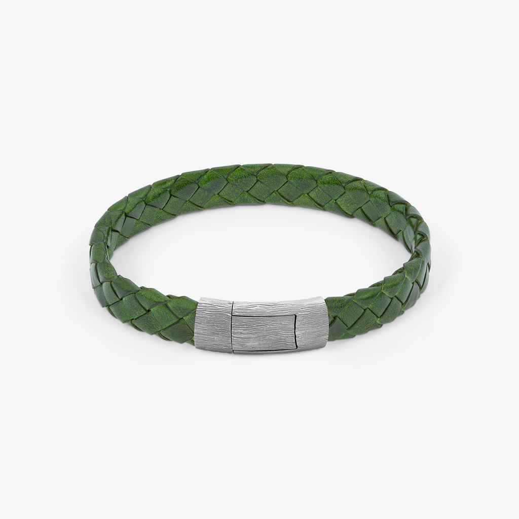 Graffiato Oval Leather Bracelet In Green