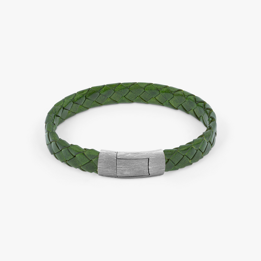 Graffiato Oval Leather Bracelet In Green