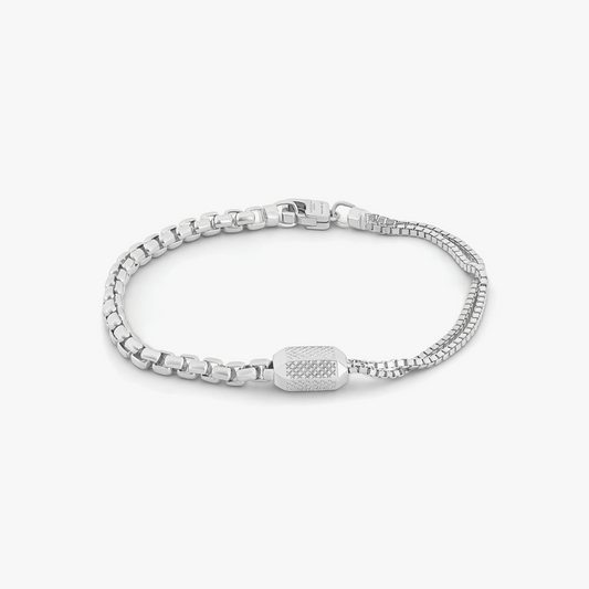 Hexade Box Chain Bracelet In Rhodium Silver 