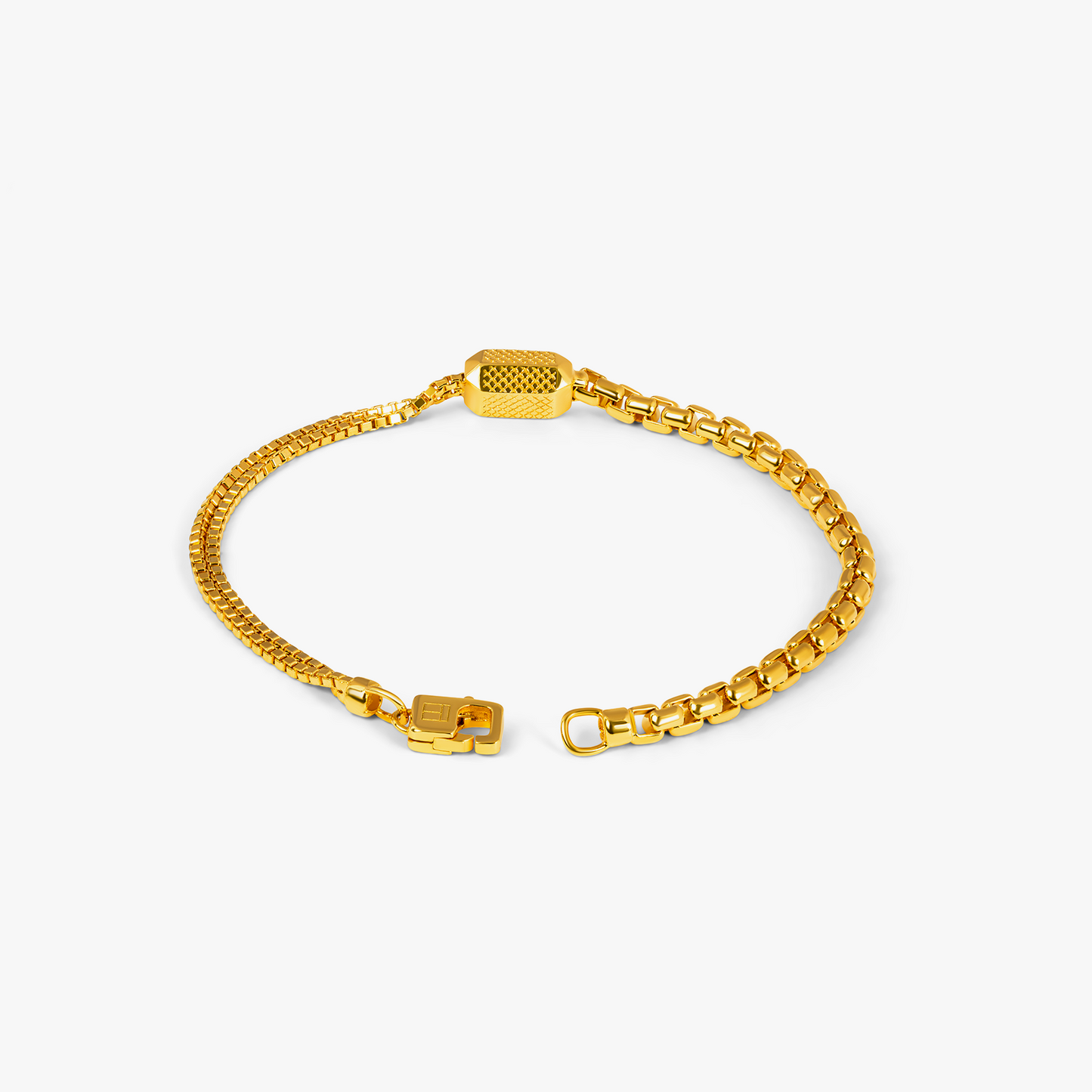 Hexade Box Chain Bracelet In 18K Yellow Gold Plated