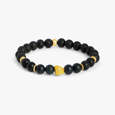 Black Yellow Gold Plated Nugget Bracelet